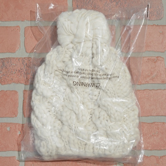 Three Bird Nest Cable Knit Pom Pom Beanie - Picture 3 of 3